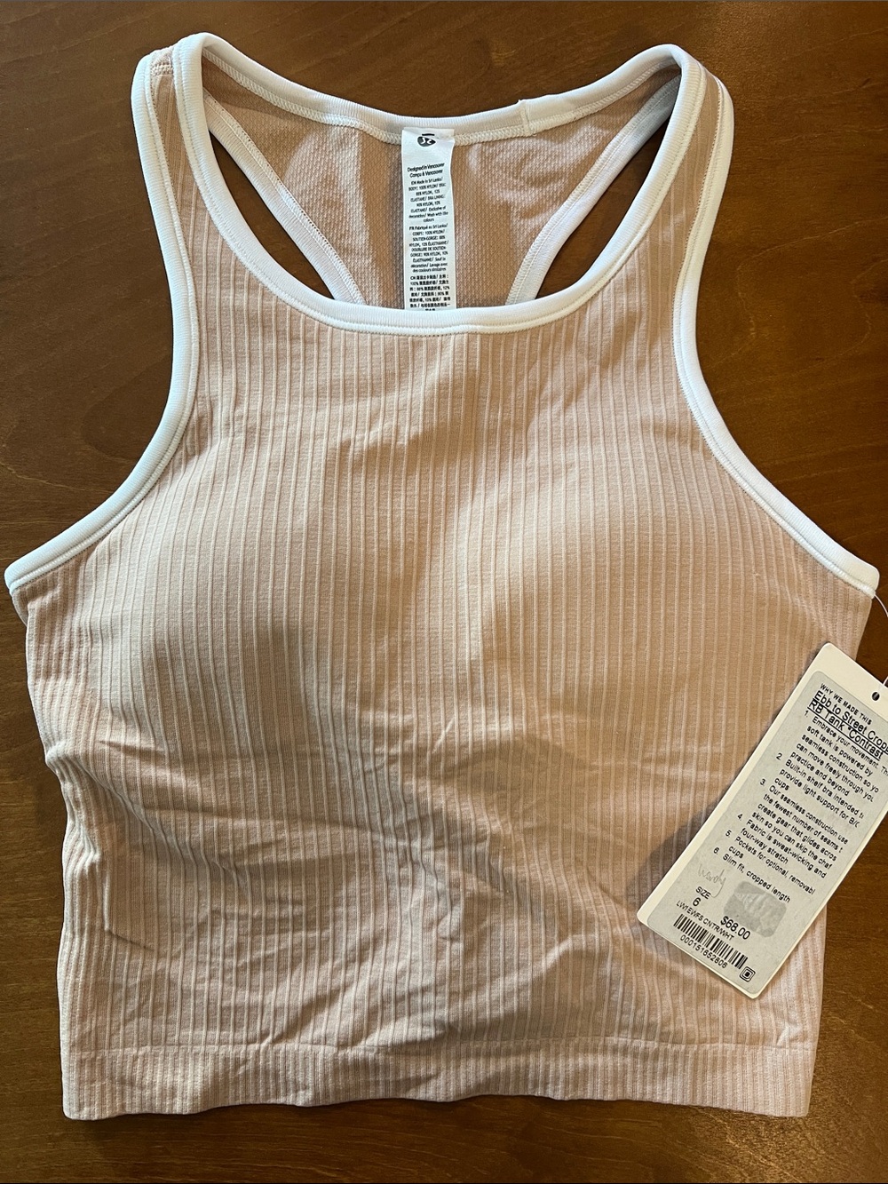 Lululemon Cream White Ebb To Street High Neck Racerback Tank Size 6 NWT - Picture 2 of 6